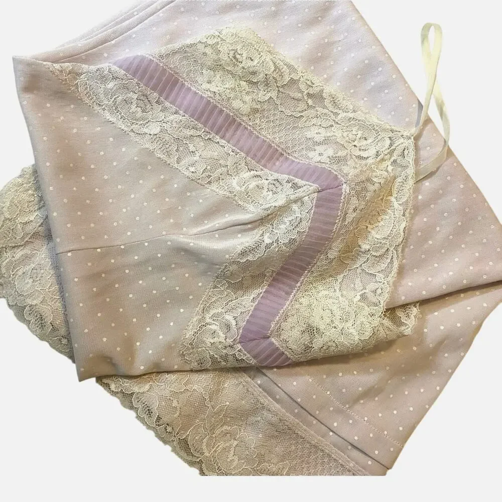 Vintage lace slip dress Pinup‎ Sheer lilac polka dot